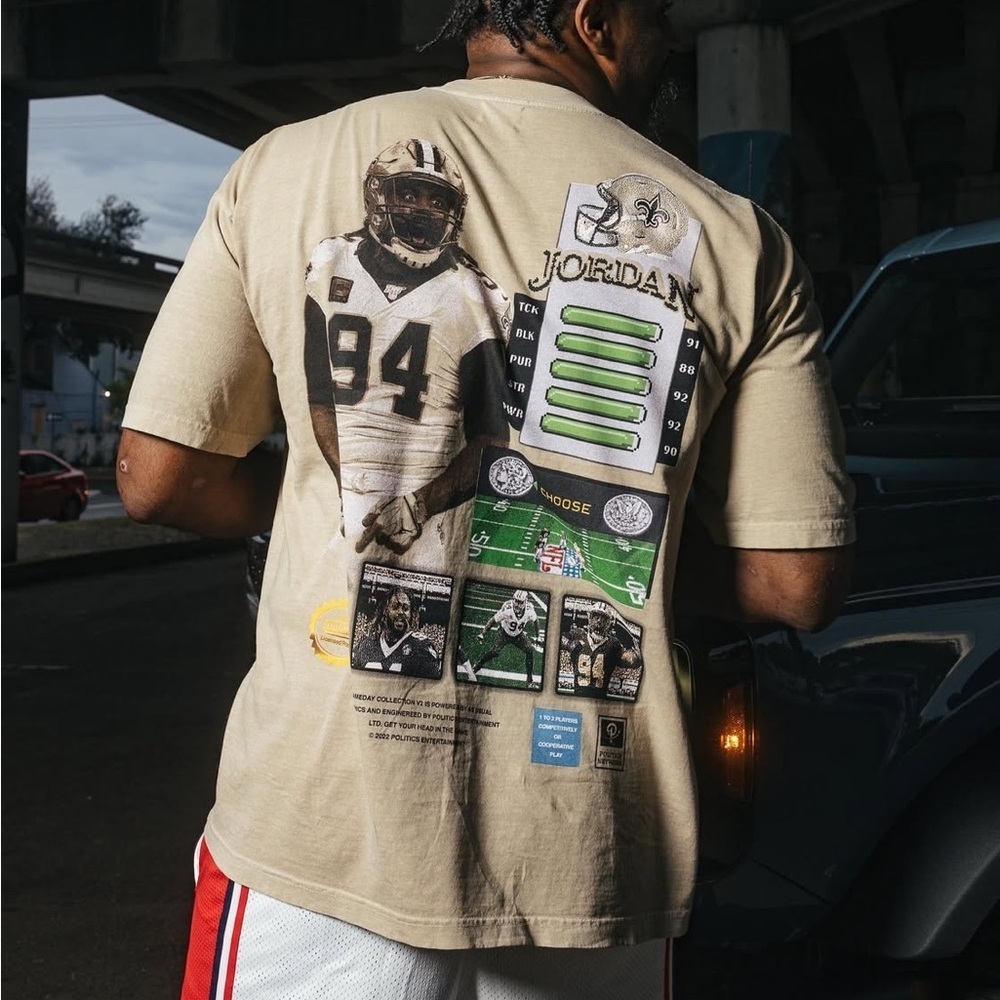 Politics X Cam Jordan 94 New Orleans Saints Football Streetwear Graphic Tee